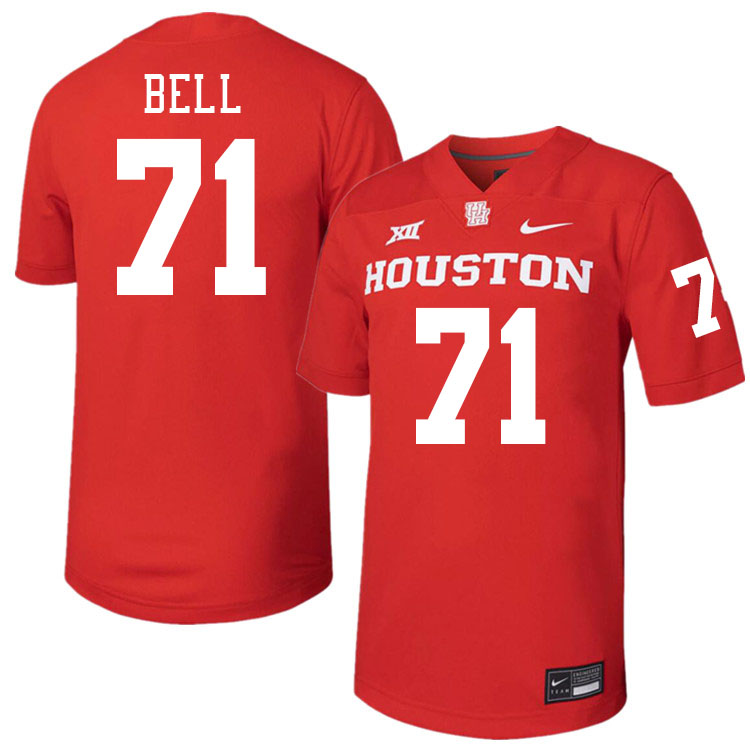 Men #71 Ray'Quan Bell Houston Cougars College Football Jerseys Stitched-Red